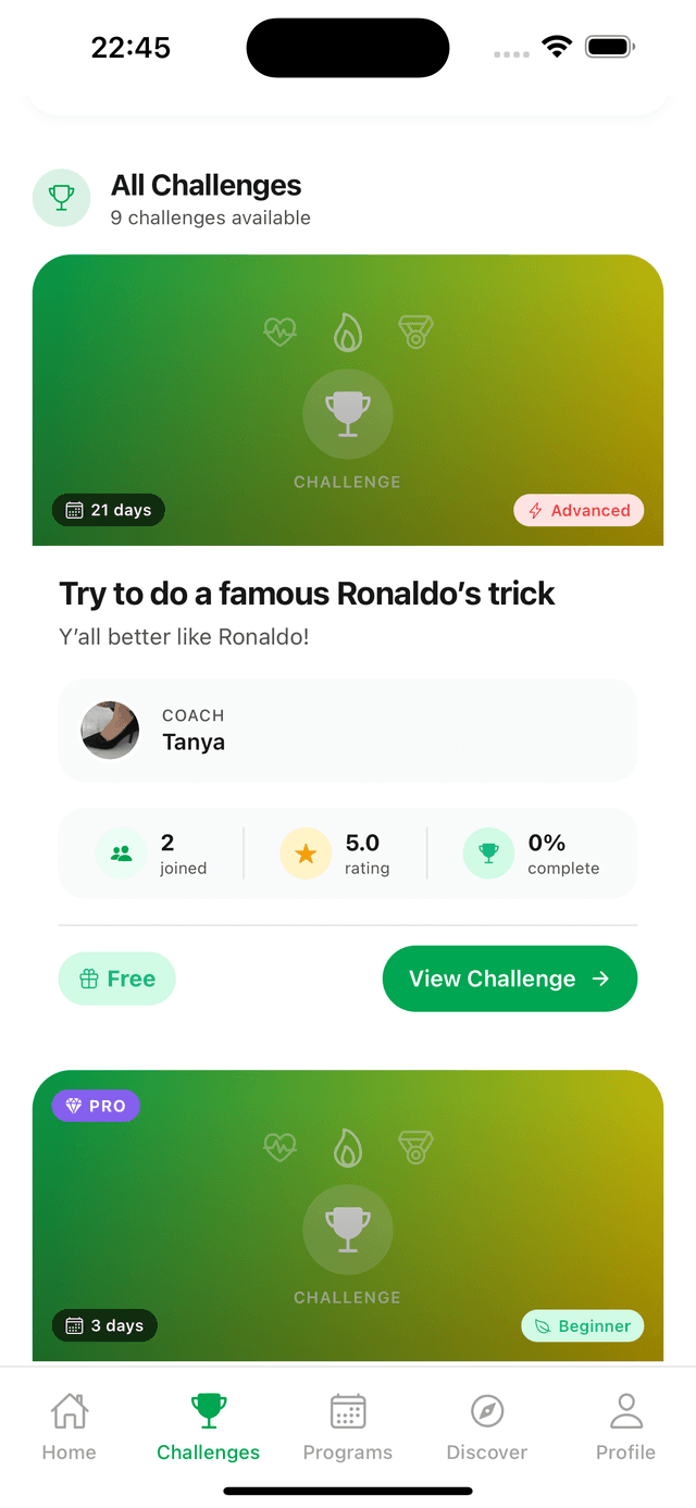 SkillUp Football app - daily challenges